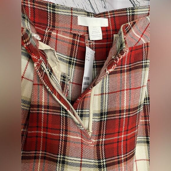 NWT H&M Plaid Pleated Front Pants 6 - Picture 4 of 9